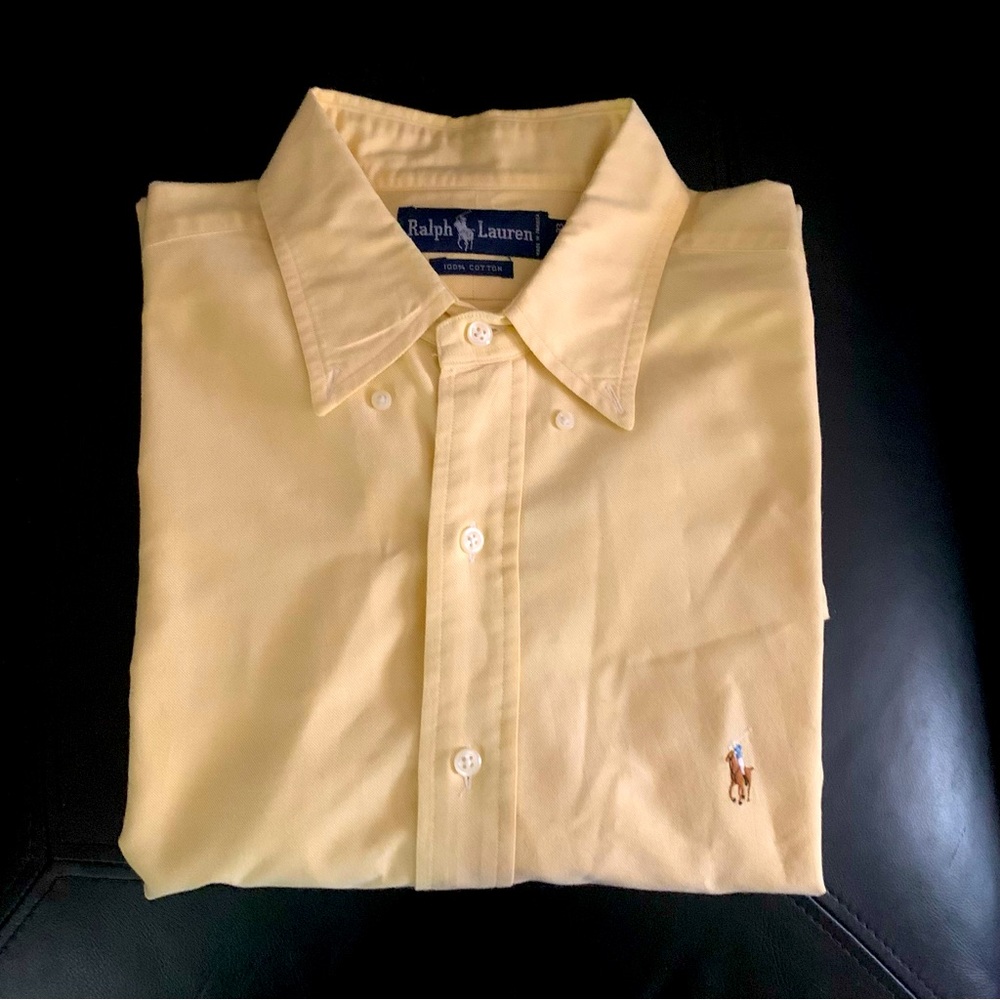 Ralph Lauren Shirt Mens Yellow Classic Fit Button Up Long Sleeve 16 1/2 - 33